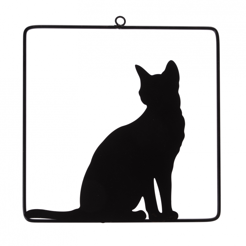 Dekorace na zeď z kovu kočka 25x25cm