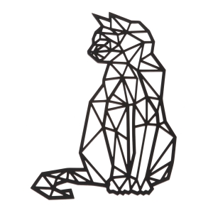 Dekorace na zeď ze dřeva kočka 24x37cm