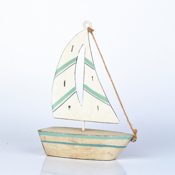 Dekorace plachetnice světle modrá 13x17x5,7cm