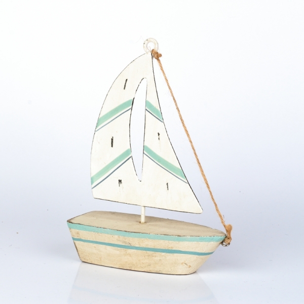 Dekorace plachetnice světle modrá 13x17x5,7cm