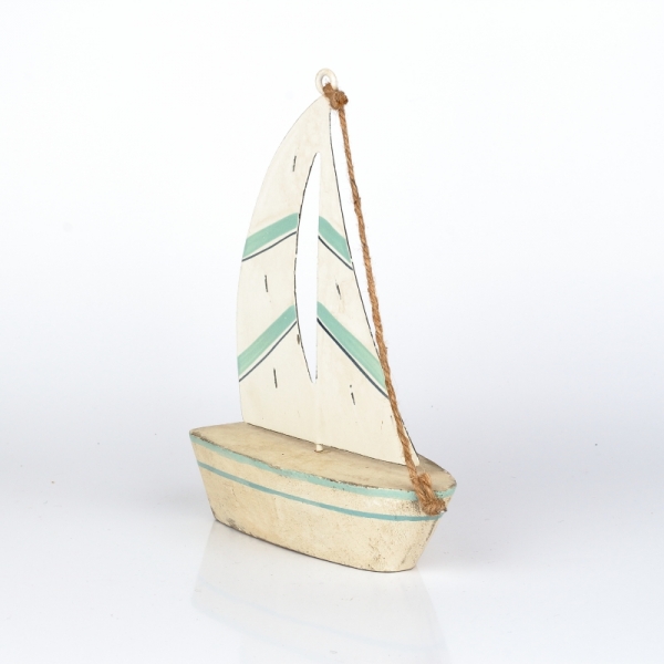 Dekorace plachetnice světle modrá 17x22x7,8cm