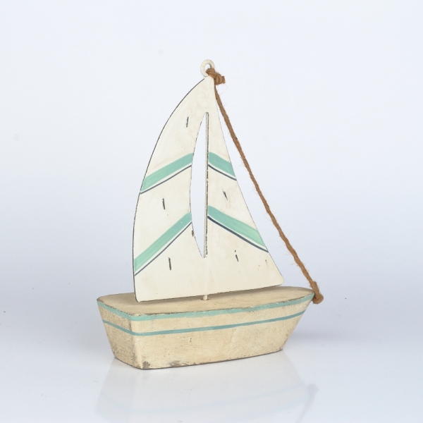 Dekorace plachetnice světle modrá 17x22x7,8cm