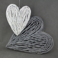 Dekorace ratanové srdce bílé - 30x37cm