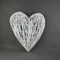 Dekorace ratanové srdce bílé - 50x57cm