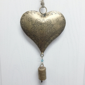 Dekorace srdce se zvonkem 40cm