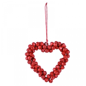 Dekorace srdíčko z rolniček červené 9x8cm