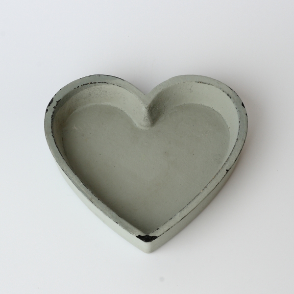 Dekorační podnos šedé srdce 17x17cm