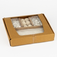 Dekorační sada kamínků a ratanu bílá