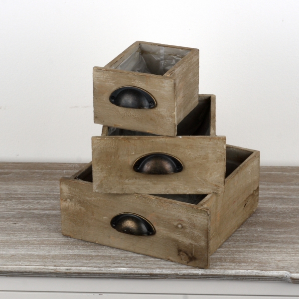 Dekorační šuplíky 14/21/27cm (set 3ks)