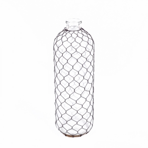 Dekorační váza sklenice s pletivem 34cm