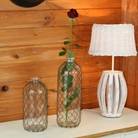 Dekorační váza sklenice s pletivem 34cm