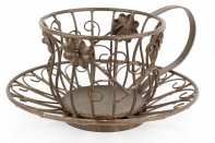 Dekorativní obal na květináč hrnek s podšálkem 25x30cm