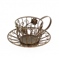 Dekorativní obal na květináč hrnek s podšálkem 25x30cm