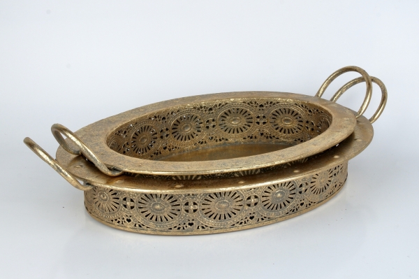 Dekorativní podnos ovál ANTIK 46 x 27 cm
