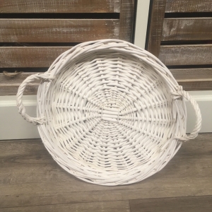 Dekorativní proutěný podnos bílý 27cm