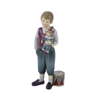 Dekorativní soška chlapec s klaunem 21cm modrá