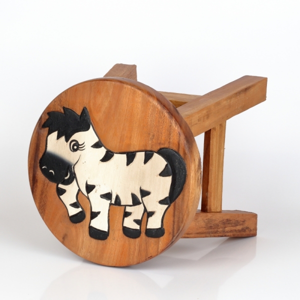 Dětská dřevěná stolička zebra 26cm