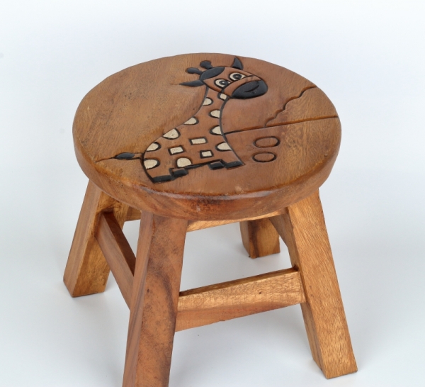 Dětská dřevěná stolička žirafa 26cm