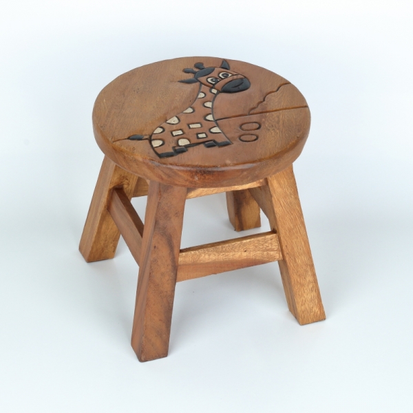 Dětská dřevěná stolička žirafa 26cm