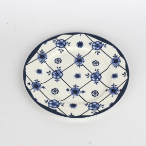 Dezertní talíř modré květy mřížka 19cm