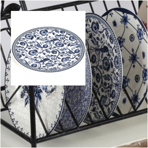 Dezertní talíř modré květy páv 19cm