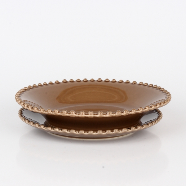 Dezertní talíř PEARL kávový 23cm