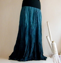 Dlouhá hedvábná sukně Tmavá petrolej S-M