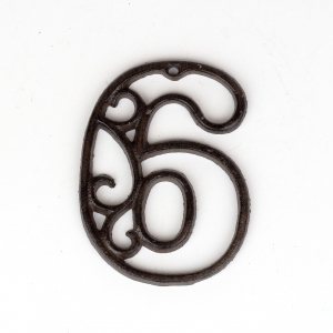 Domovní číslo 6 litina 8,8x12cm