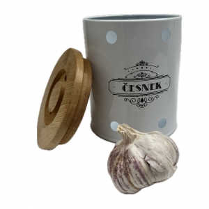 Dóza na česnek s českým nápisem 13 x 11 x 11 cm