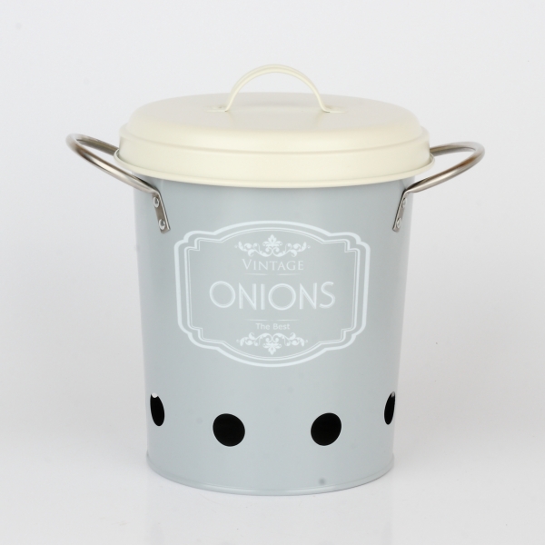 Dóza na cibuli šedá VINTAGE 21cm