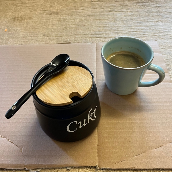 Dóza na cukr černá 10,5x10,5x9cm