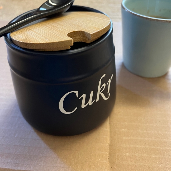 Dóza na cukr černá 10,5x10,5x9cm