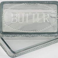 Dóza na máslo skleněná 13,5x19,5x2,5cm