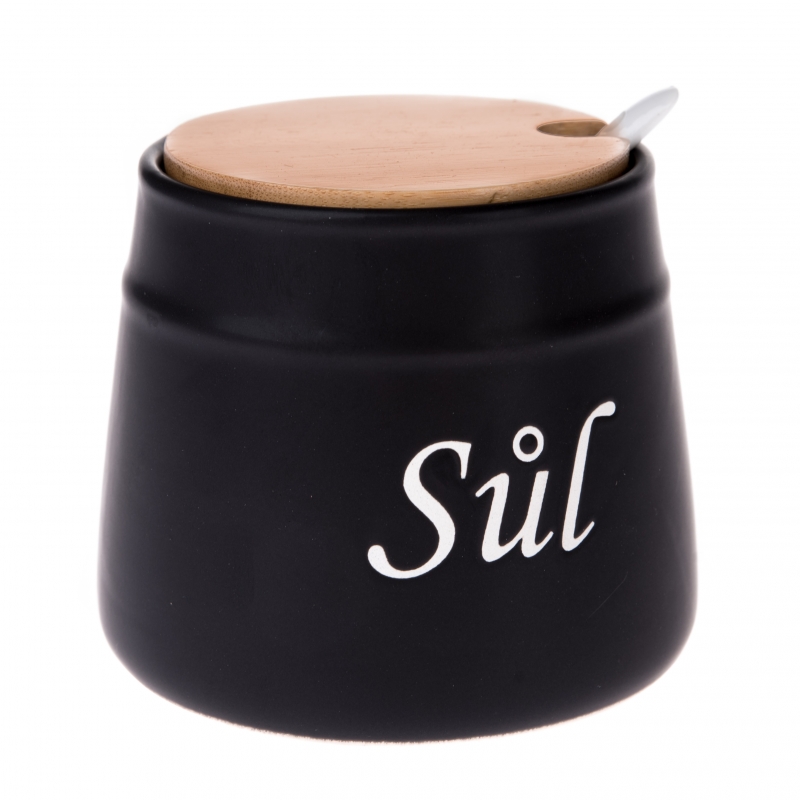 Dóza na sůl černá 10,5x10,5x9cm