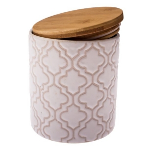 Dóza s víčkem z bambusu 690 ml keramická