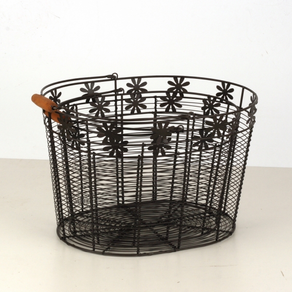 Drátěný koš s kytičkami 30-36cm (set 2ks)