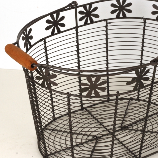 Drátěný koš s kytičkami 30-36cm (set 2ks)