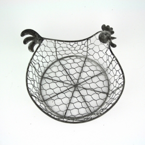 Drátěný košík slepice šedý 17x17cm