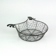 Drátěný košík slepice šedý 17x17cm