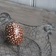 Drátěný košík slepice šedý 17x17cm