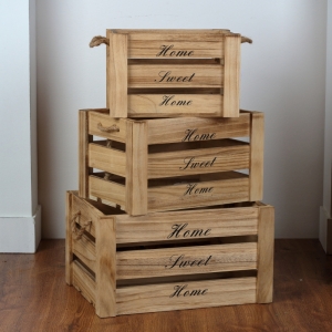 Dřevěná bedna Home sweet home (sada 3ks)