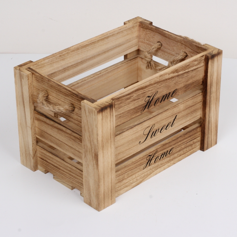 Dřevěná bedýnka Home Sweet Home 27x18x8cm