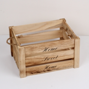 Dřevěná bedýnka Home Sweet Home 39x29x23cm