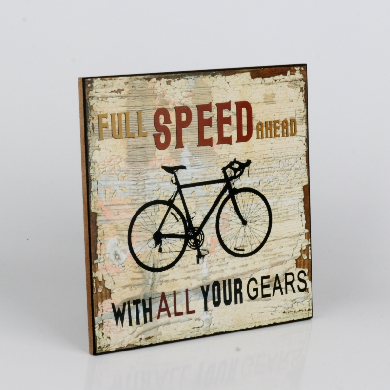 Dřevěná cedule Full speed ahead 25x25cm