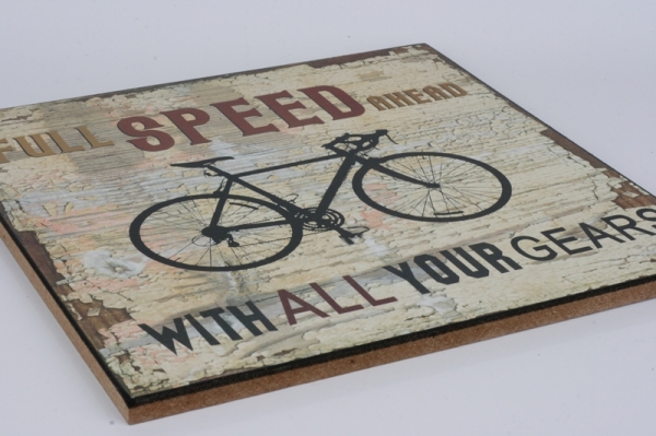 Dřevěná cedule Full speed ahead 25x25cm