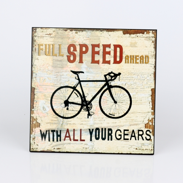 Dřevěná cedule Full speed ahead 25x25cm