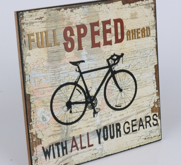 Dřevěná cedule Full speed ahead 25x25cm