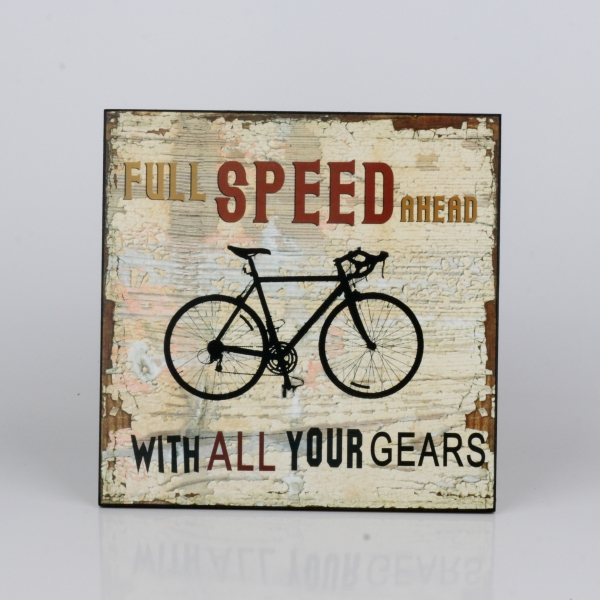 Dřevěná cedule Full speed ahead 25x25cm