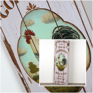 Dřevěná cedule kohout 30x80cm