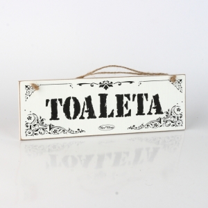 Dřevěná cedule na dveře Toaleta 30x9cm